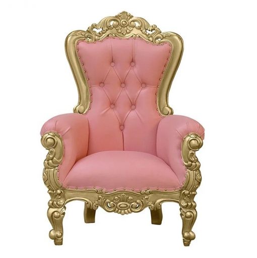 Childs gold pink throne chair hire UK